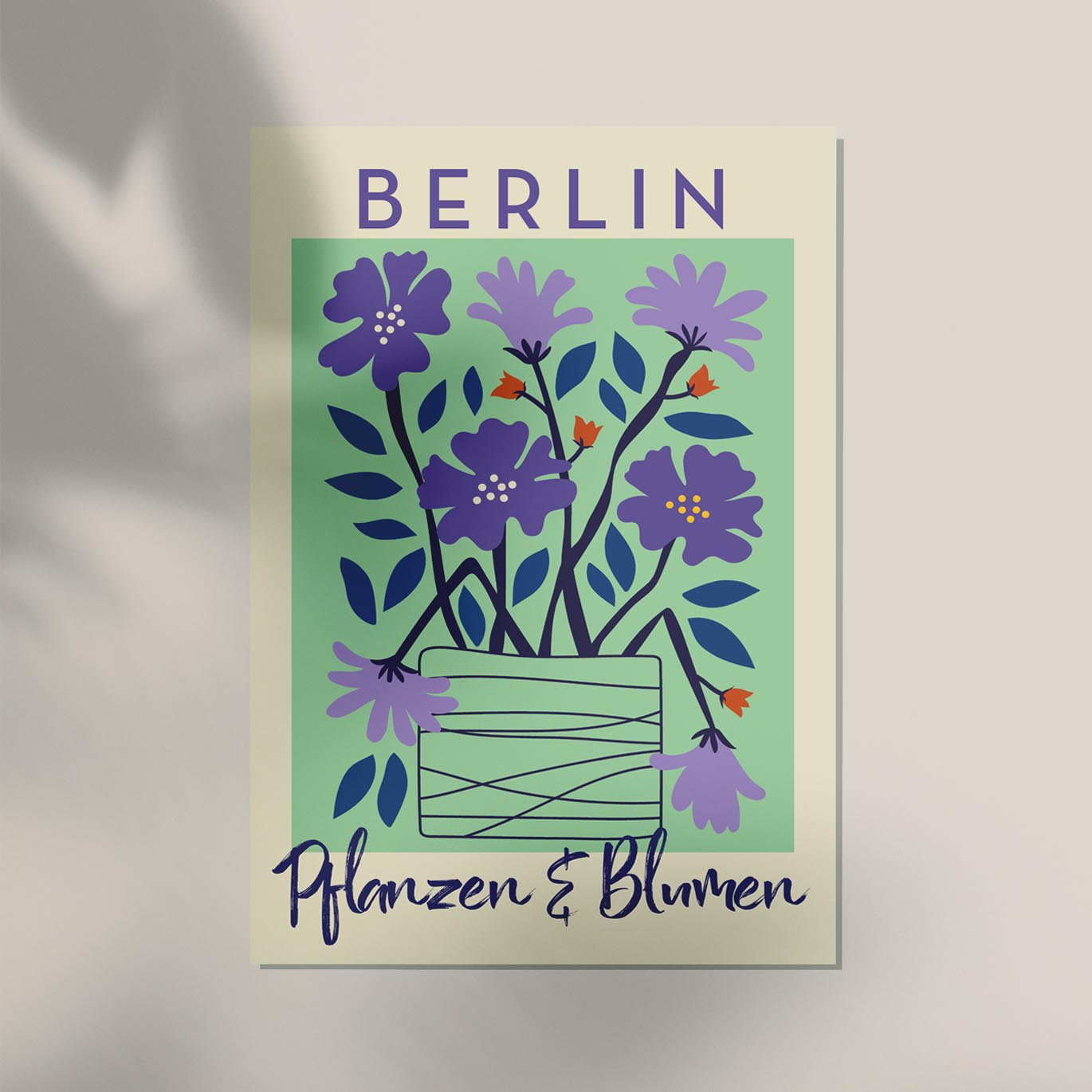 Berlin Plants and Flowers Purple and Blue Graphic Art Poster