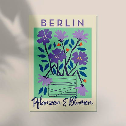 Berlin Plants and Flowers Purple and Blue Graphic Art Poster