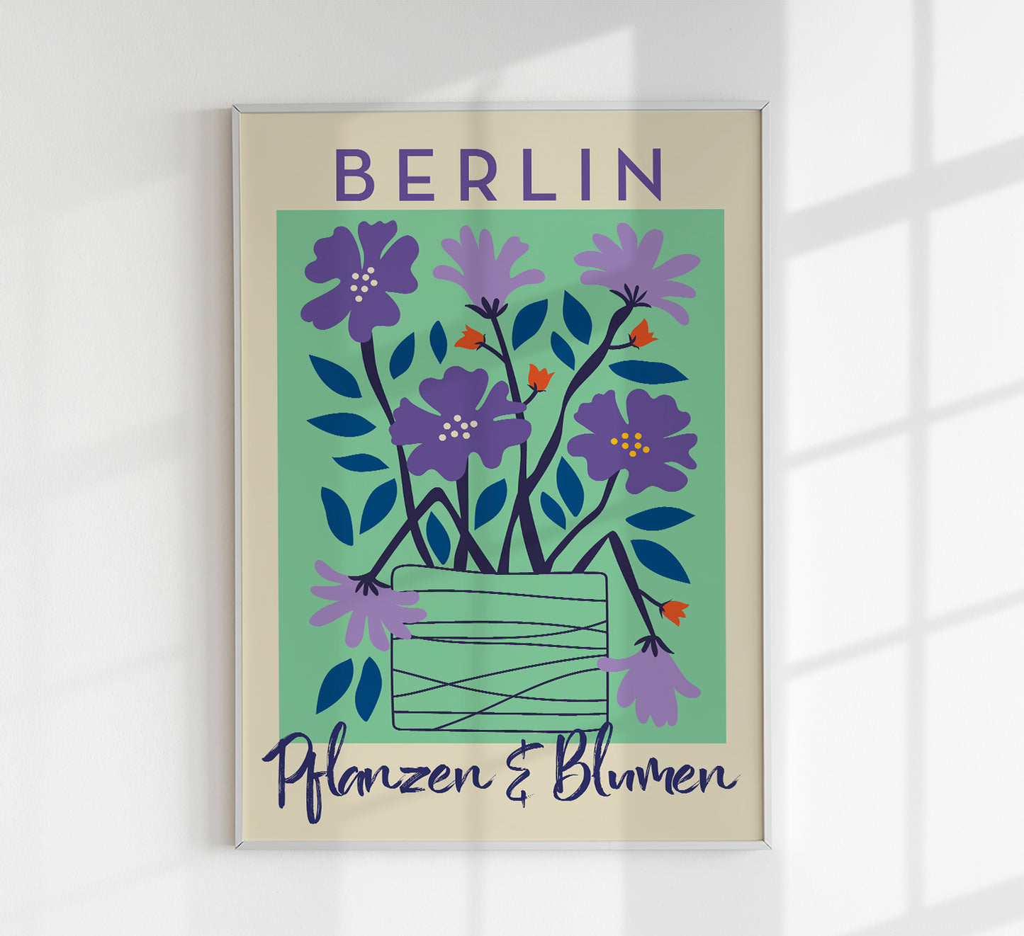 Berlin Plants and Flowers Purple and Blue Graphic Art Poster