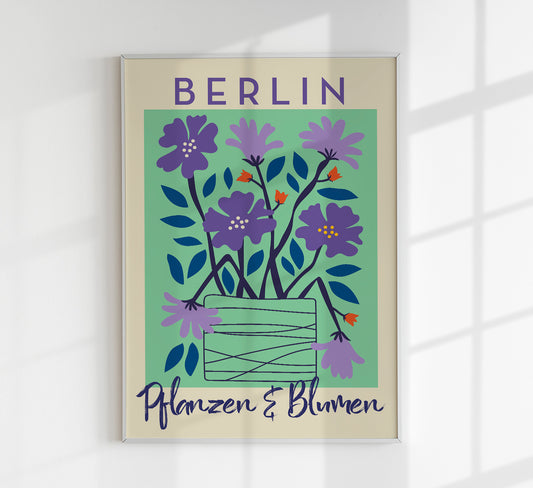 Berlin Plants and Flowers Purple and Blue Graphic Art Poster