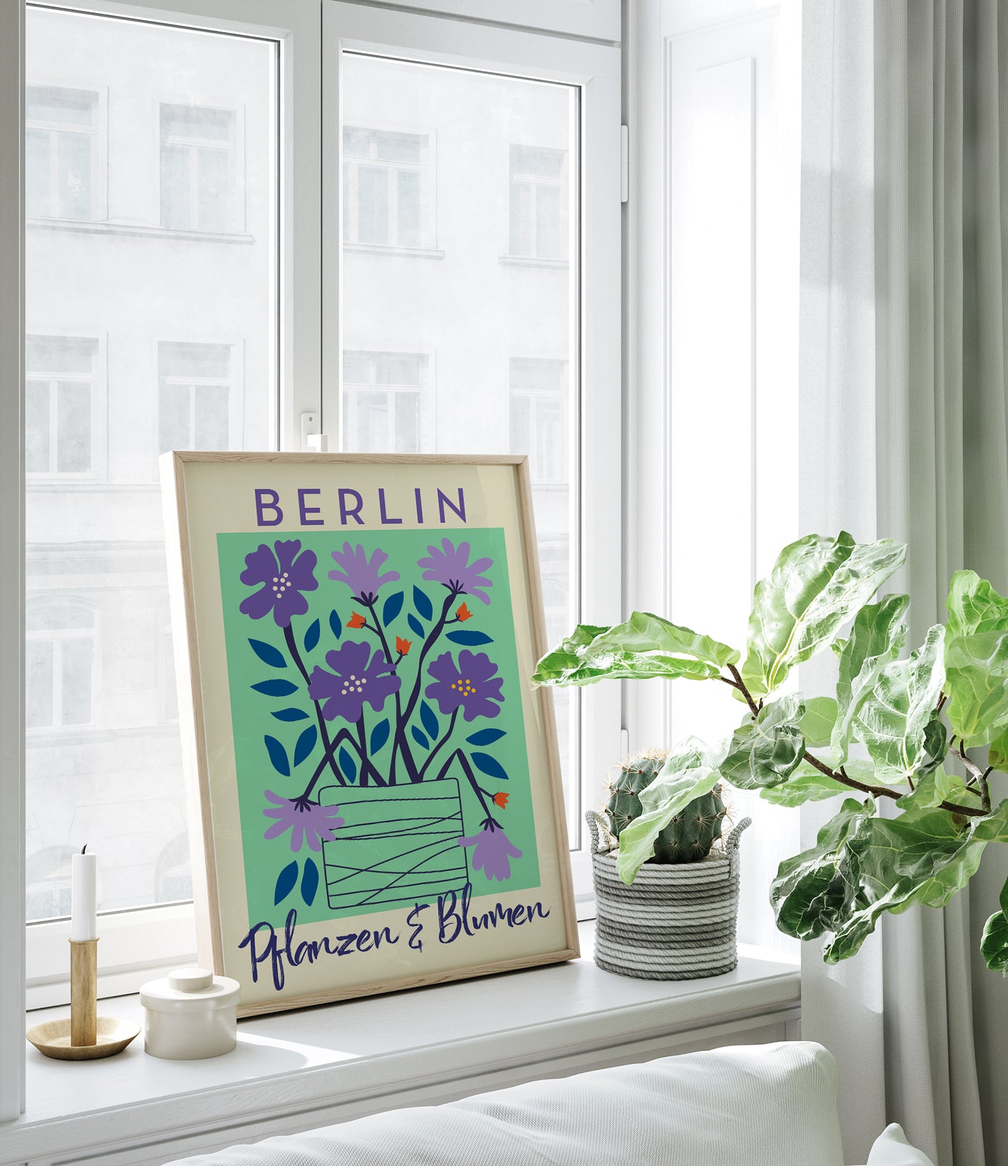 Berlin Plants and Flowers Purple and Blue Graphic Art Poster