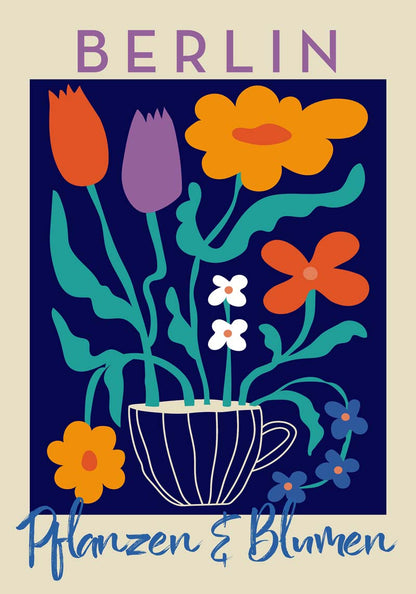 Berlin Plants and Flowers Cup of Tea Graphic Art Poster