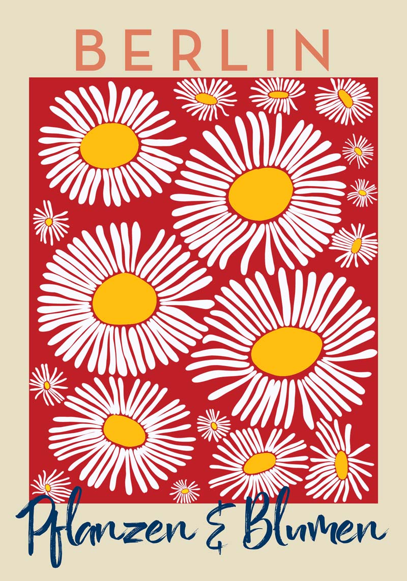 Berlin Plants and Flowers Daisy Red Art Poster