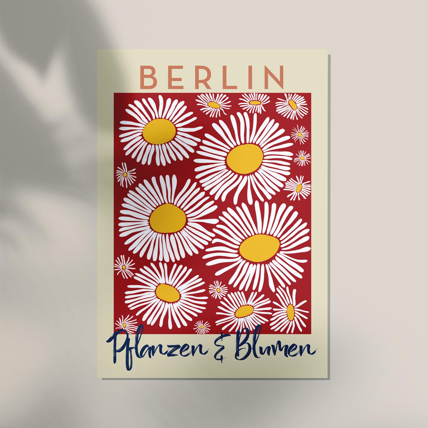 Berlin Plants and Flowers Daisy Red Art Poster