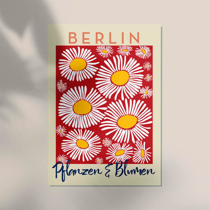 Berlin Plants and Flowers Daisy Red Art Poster