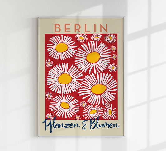 Berlin Plants and Flowers Daisy Red Art Poster