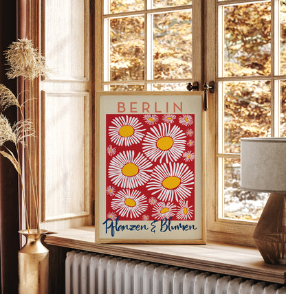 Berlin Plants and Flowers Daisy Red Art Poster