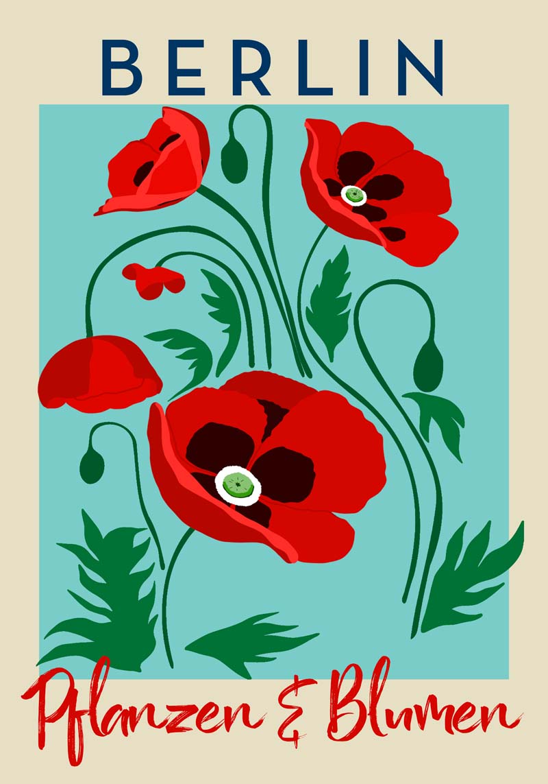 Berlin Plants and Flowers Red Poppy Art Poster