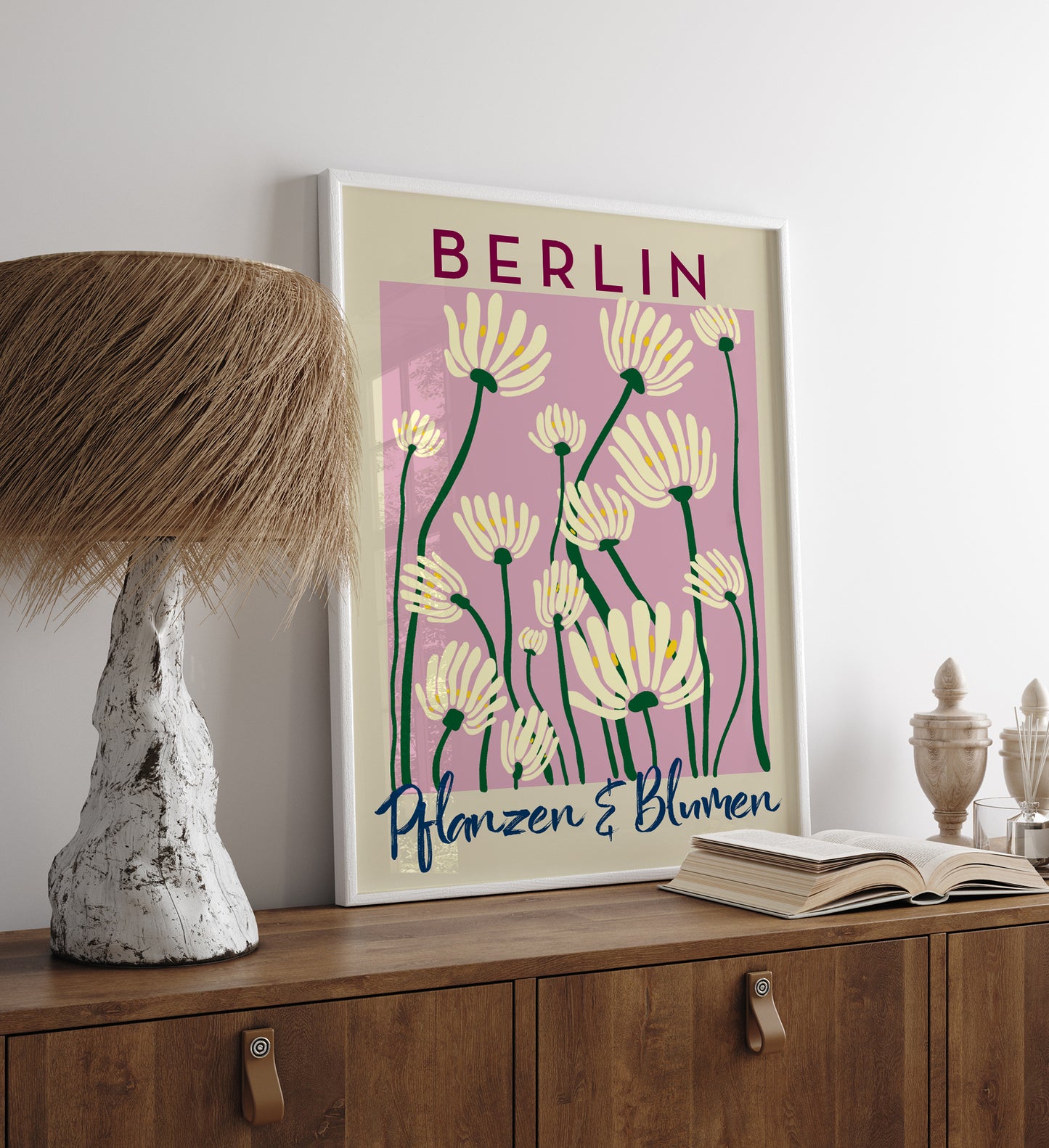 Berlin Plants and Flowers Baby Pink Art Poster