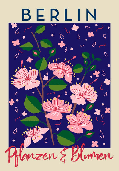 Berlin Plants and Flowers Pink Sakura Art Poster