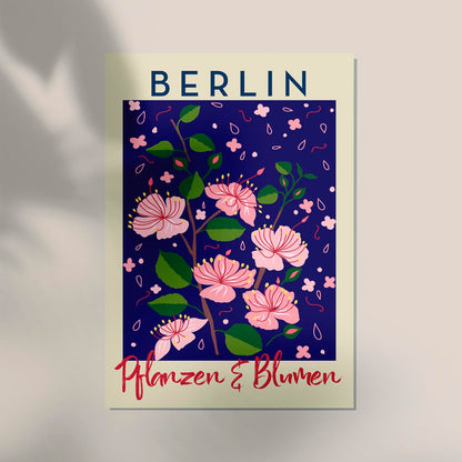 Berlin Plants and Flowers Pink Sakura Art Poster