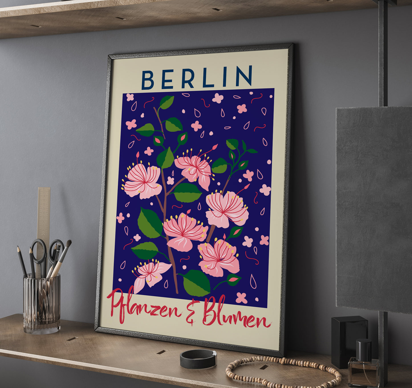 Berlin Plants and Flowers Pink Sakura Art Poster