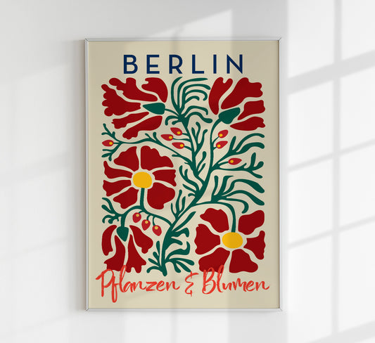 Berlin Plants and Flowers Red Beige Art Poster