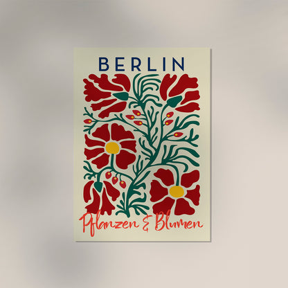 Berlin Plants and Flowers Red Beige Art Poster