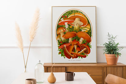 True and False Mushroom Botanical Poster