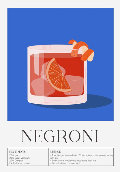 Negroni Drink Art Poster