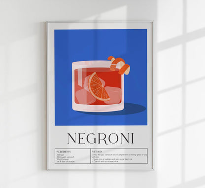 Negroni Drink Art Poster