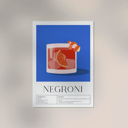 Negroni Drink Art Poster