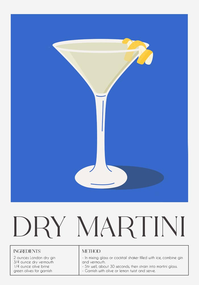 Dry Martini Drink Art Poster