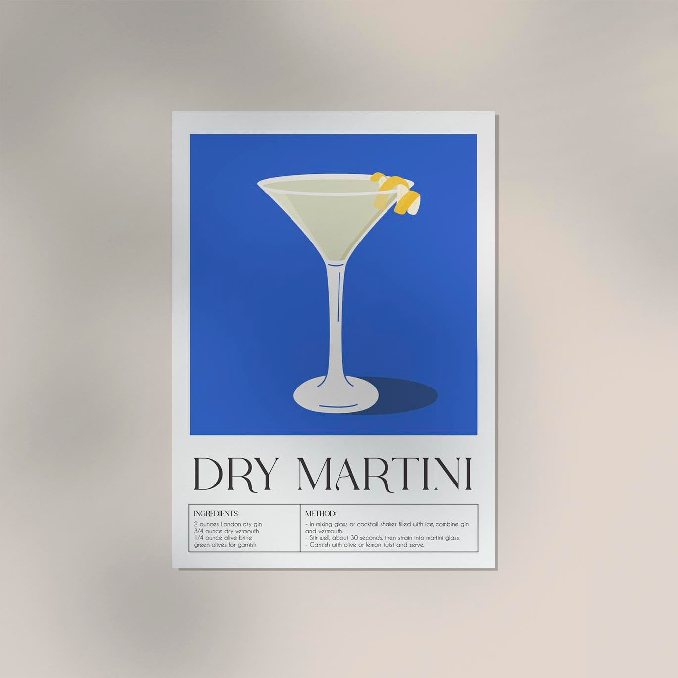 Dry Martini Drink Art Poster