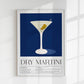 Dry Martini with olives Drink Art Poster