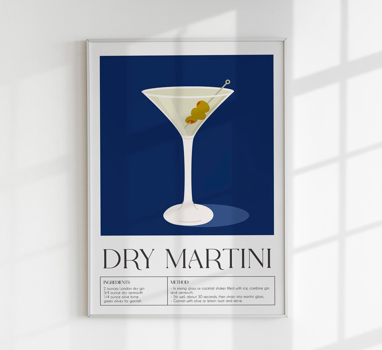 Dry Martini with olives Drink Art Poster