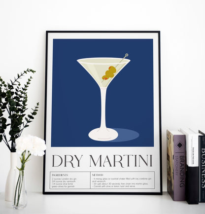 Dry Martini with olives Drink Art Poster