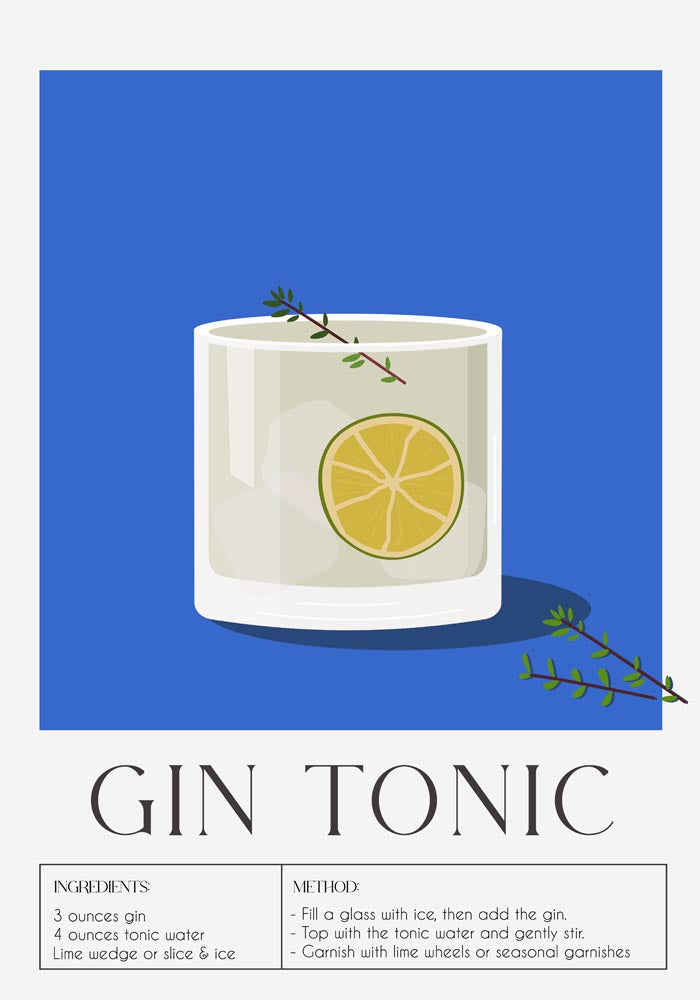 Gin Tonic Drink Art Poster