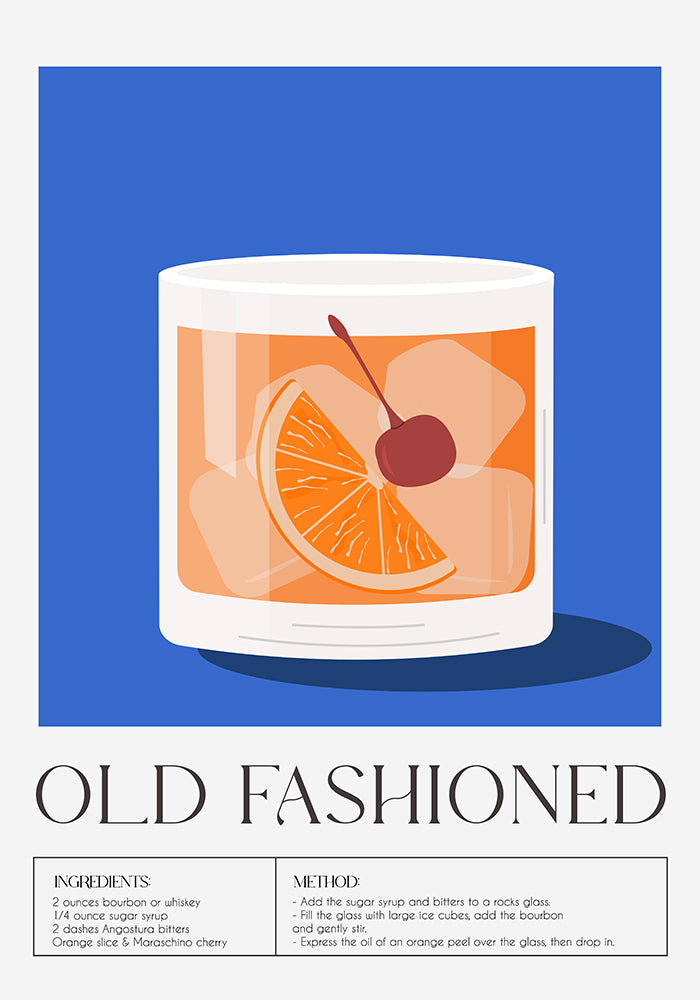 Old Fashioned Drink Art Poster