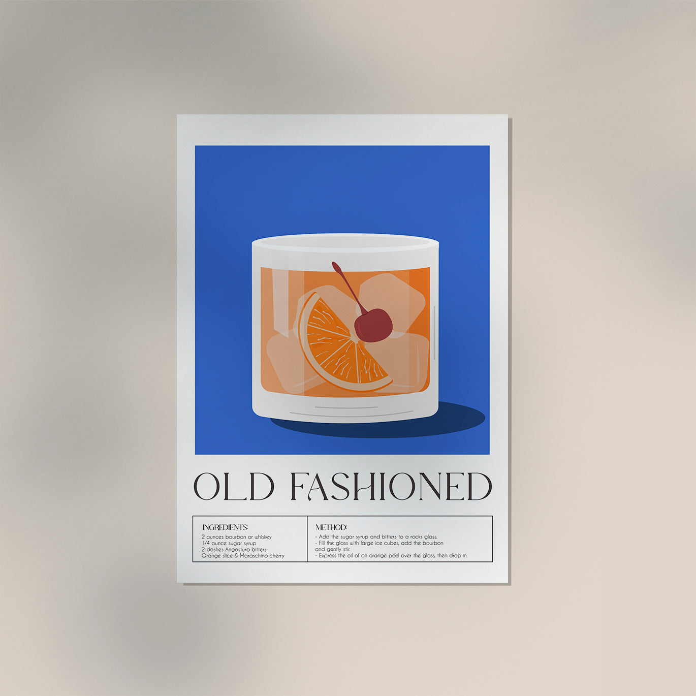 Old Fashioned Drink Art Poster