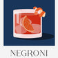 Negroni Drink Dark Blue Art Poster