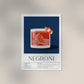 Negroni Drink Dark Blue Art Poster