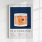 Old Fashioned Drink Dark Blue Art Poster