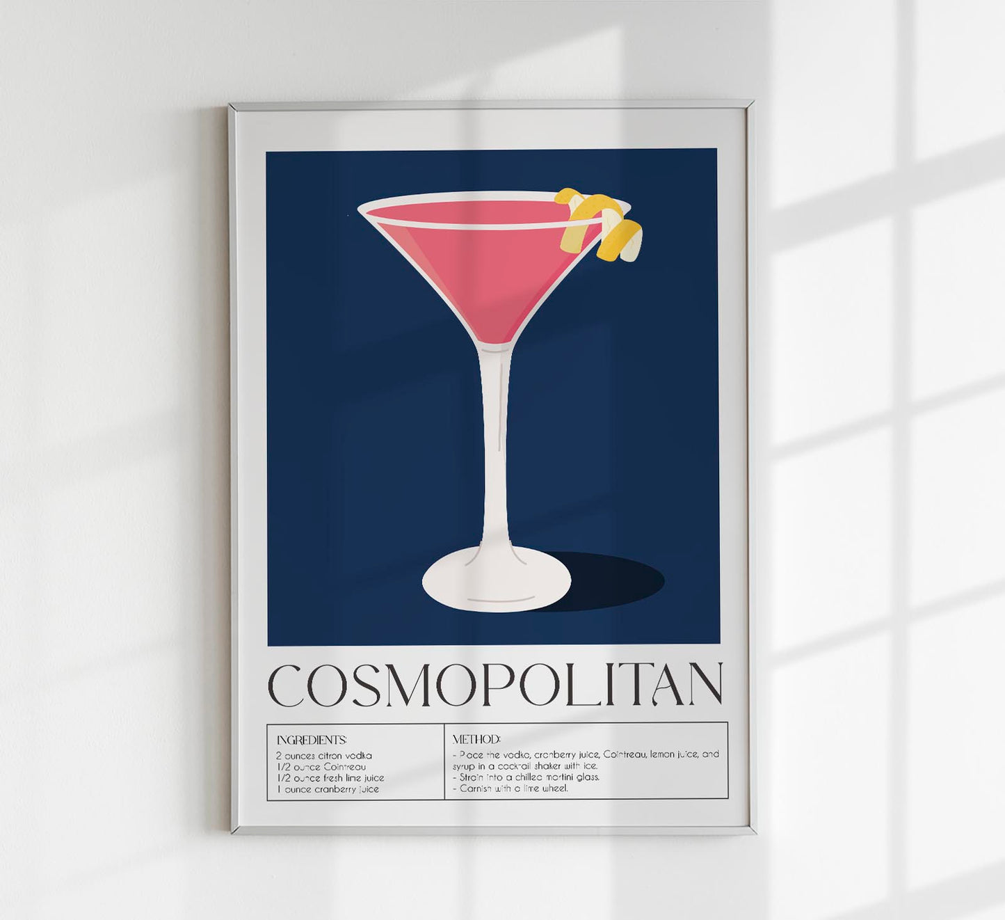 Cosmopolitan Drink Dark Blue Art Poster