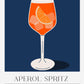 Aperol Spritz Drink Dark Blue Art Poster