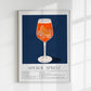 Aperol Spritz Drink Dark Blue Art Poster