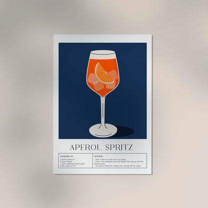 Aperol Spritz Drink Dark Blue Art Poster