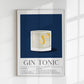 Gin Tonic Drink Dark Blue Art Poster