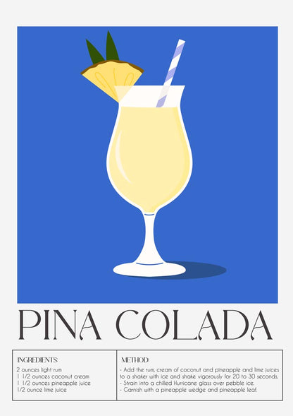 Pina Colada Drink Art Poster