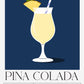 Pina Colada Drink Dark Blue Art Poster