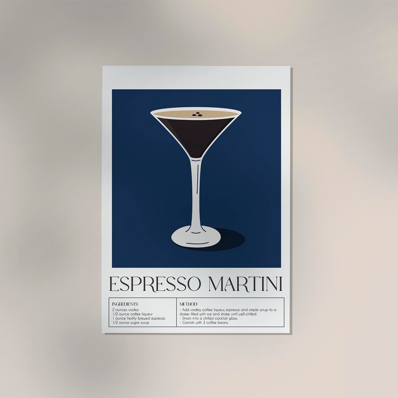 Espresso Martini Drink Dark Blue Art Poster