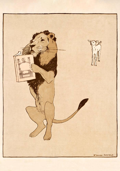 Lion and a book by Edward Penfield