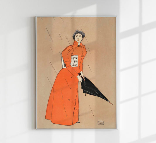 Woman holding umbrella by Edward Penfield