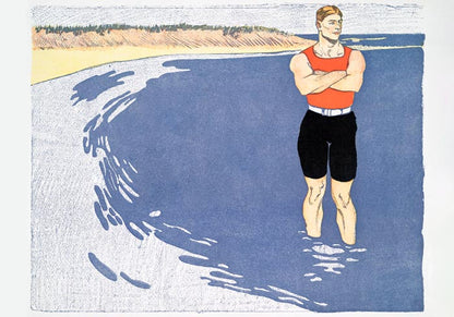 Man standing in the sea by Edward Penfield