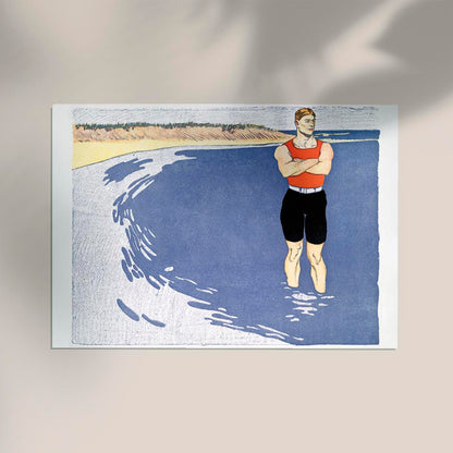 Man standing in the sea by Edward Penfield