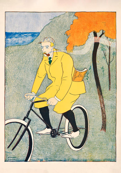 Man riding bicycle by Edward Penfield