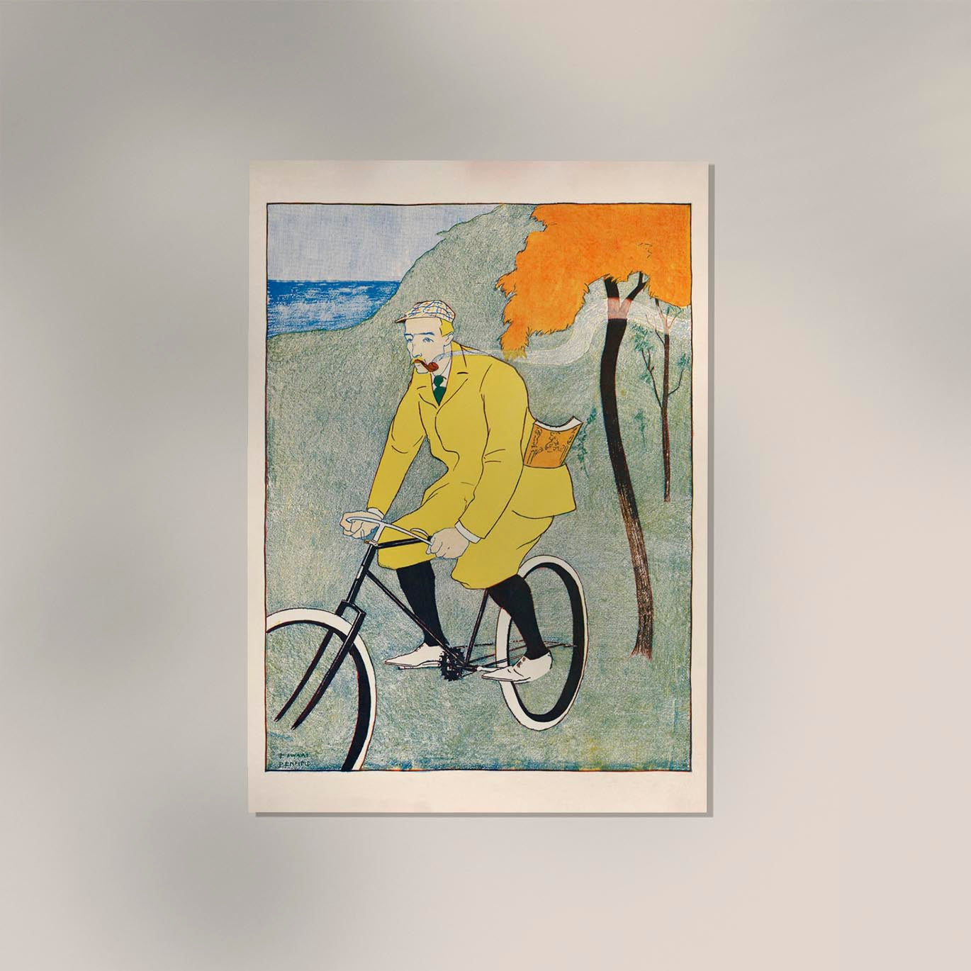 Man riding bicycle by Edward Penfield