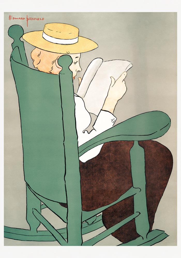 Woman reading in a rocking chair by Edward Penfield