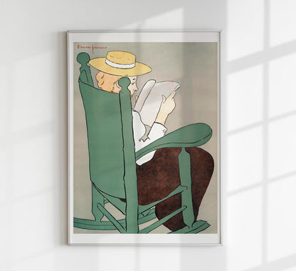 Woman reading in a rocking chair by Edward Penfield