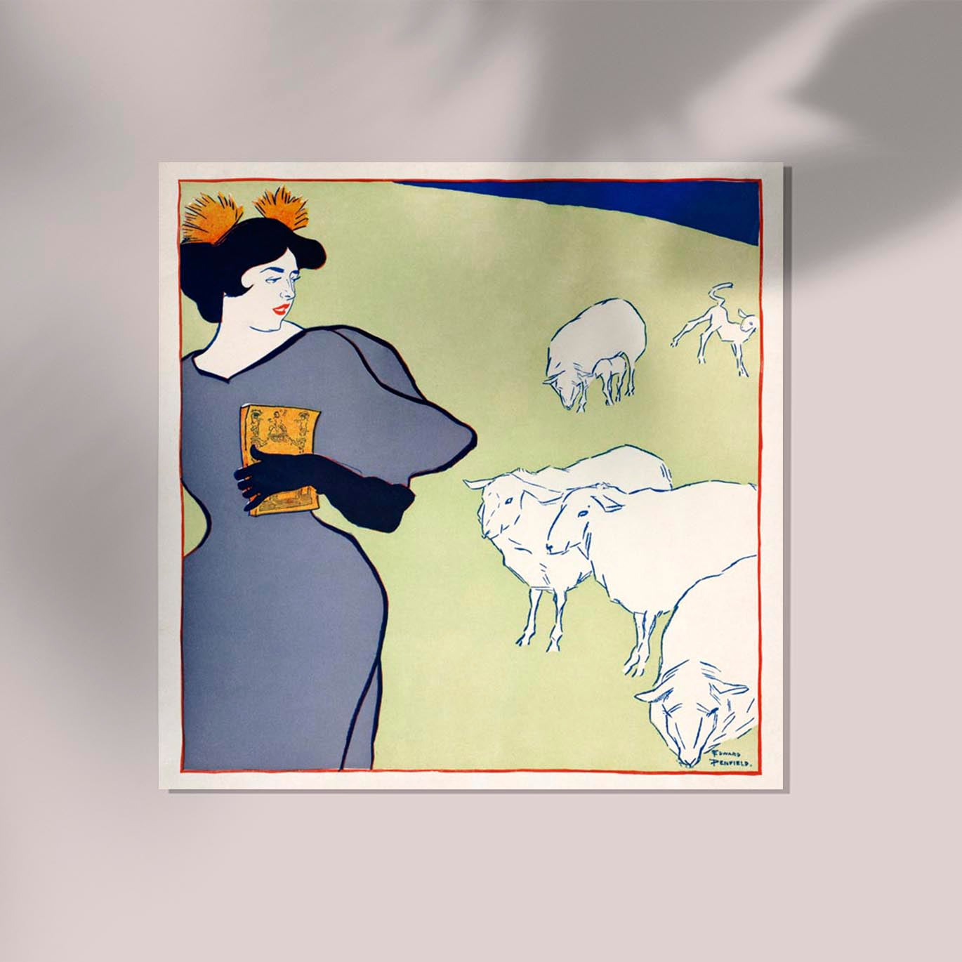 Woman and sheep by Edward Penfield